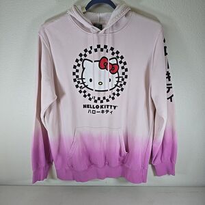 Sanrio Hello Kitty Hoodie Pink Ombre Sweatshirt XL Oversize Soft Kangaroo Pocket